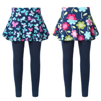 Pamuk Çocuk Kız Tayt Etek Pantolon Culottes Çocuklar için Çiçek Çiçek Baskılı Elastik kalem pantolon Pantolon Kız Giyim