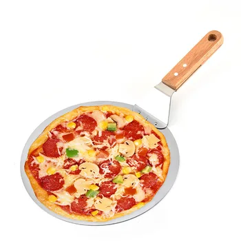 Pizza Pişirme Pasta Araçları 1 Adet Paslanmaz Çelik Anti-haşlanma Pizza Spatula Meşe Kolu Kek Kürek Mutfak Aksesuarları