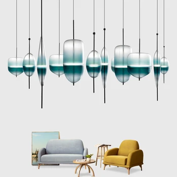 Postmodern sanat led kolye ışık İskandinav cam kolye lamba kişilik restoran ışık sergi salonu dekoratif asılı lambalar