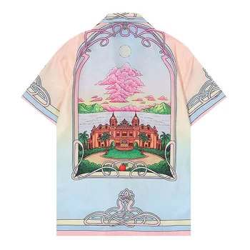 Renkli Kale Gömlek Kısa Kollu Casual Erkek Gömlek Streetwear 2022 Yaz Nefes Camisa Moda Masculina Çin Gömlek