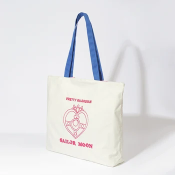 Sailor moon kristal kozmik kalp baskı Tuval Tote Çanta gündelik çanta alışveriş çantası