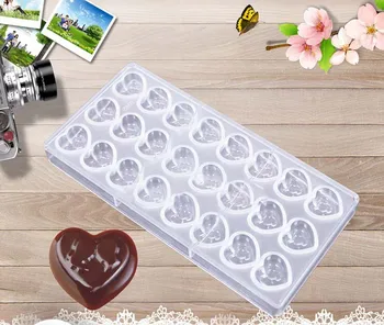 Sevgililer Kalp şekli Polikarbonat PC Çikolata şeker kalıbı Paket 3D Kalıplama Talimatları Fondan Kek Kalıbı DIY Ev Pişirme