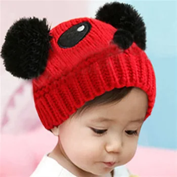 Sevimli Renkler Karikatür Bebek Kız Erkek Toddler Kış Sıcak Örgü örgü Yün Tığ Panda Hayvan Şapka Kap Bere Giyim Aksesuarı