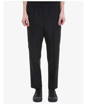 Siyah basit küçük ayak dokuz noktalı pantolon erkek gevşek ve ince minimalist Japon siluet küçük pantolon