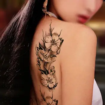 Su geçirmez dövme vücut sanatı vücut Unisex erik çiçeği çiçek kol bacak etiket geçici sanat