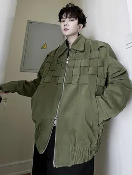SYUHGFA erkek Giyim 2023 Sonbahar Rahat Kişilik Örgü Kısa Tarzı Gevşek Ceket Kore Streetwear Moda Fermuar Ceketler