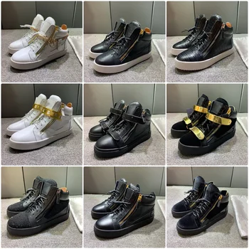 Sıcak Satış Lüks Tasarımcı Yüksek Üst Hakiki Deri Eğitmenler Erkekler Casual Flats loafer ayakkabılar Kadın Moda Marka Trend Spor Ayakkabı