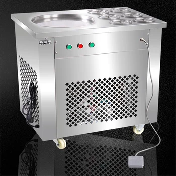 Tam Paslanmaz Çelik Tek Tava Kızarmış Dondurma Rulo Makinesi Yoğurt Kızarmış Dondurma Makinesi