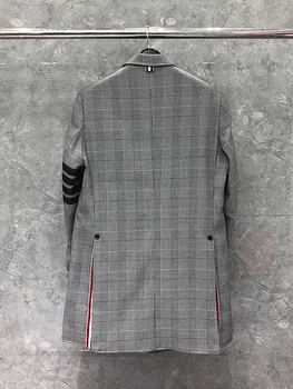 TB Ceket Takım Elbise erkek Klasik Büyük isim Kore Butik Ceket Orta uzunlukta Ekose Trençkot Dört bar Takım Elbise