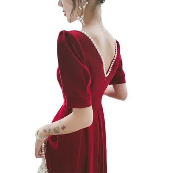Toastmasters 2022 Yeni Sonbahar Küçük Gelin Düğün Kırmızı Nişan Akşam Elbise Kadınlar İçin Günlük