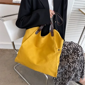 Tuval omuzdan askili çanta Kadın Vintage Alışveriş Çantaları Büyük Kapasiteli Fermuar Kız Öğrenci Bookbag Çanta Kare Katı Bayan Çanta