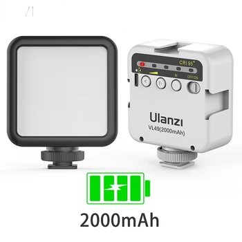 VL49 6W Mini LED Video ofis ışığı 2000mAh 5500K Zoom Aydınlatma Fotografik Aydınlatma U Parlak Vlog dolgu ışığı