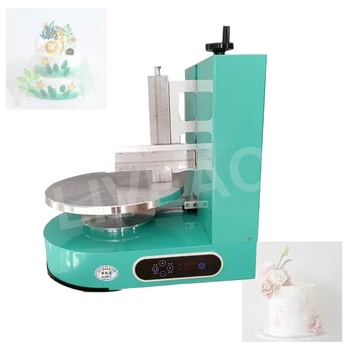 Yarı Otomatik Doğum Günü Pastası Yayma Makinesi Yuvarlak Kek Yumuşatma Makinesi Krem Dekorasyon Serpme Makinesi