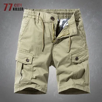 Yaz Askeri Şort Erkek Açık Savaş Rahat Pamuk Çok cep Gevşek Esneklik Spor Taktik Kargo kısa pantolon Erkek