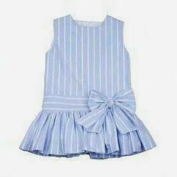 Yaz kız kolsuz yelek çizgili papyon elbise çocuk Elbise 0-3 yıl