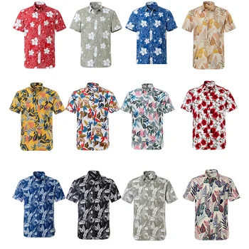 Yaz Moda Plaj havai gömleği Erkek Marka Slim Fit baskı Kısa Kollu Çiçek Gömlek erkekler Rahat Tatil Parti Giyim