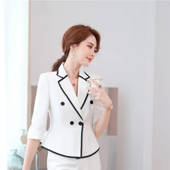 Yeni 2021 kadın ceketi Yarım Kollu Beyaz Ceket OL Stilleri Yaz Blazers Ceketler Ceket Kadınlar Bayanlar için Ofis Blazer Dış Giyim Tops