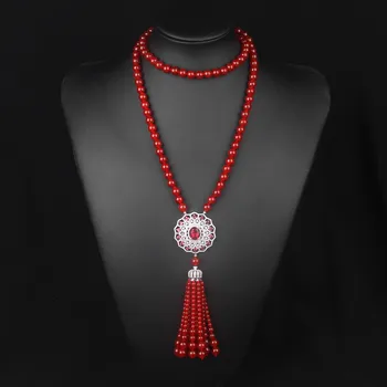 Yeni doğal kırmızı akik kolye zirkon kakma ayçiçeği yakut kristal kolye, kadın uzun kazak zinciri