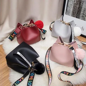 Yeni Kadın Çantası Renkli Kayış Kova Kadın PU deri omuz çantaları Marka Tasarımcısı Bayanlar çapraz postacı çantası
