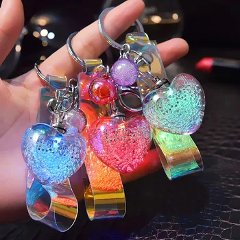 Yeni Moda Kristal Aşk Parlayan anahtarlık Yaratıcı kız çocuk çantası Anahtarlık Roman Kişilik Çift doğum günü hediyesi Araba Anahtarlık