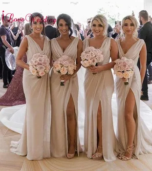 Yeni Moda Zarif Gelinlik Modelleri Custom made Kolsuz Resmi Uzun Basit Elbise Düğün Parti için