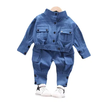 Yeni Sonbahar Bebek Moda Giysileri Çocuk Erkek Kız Ceket Pantolon 2 adet / takım Bahar Çocuk Bebek Giyim Toddler Pamuk Spor