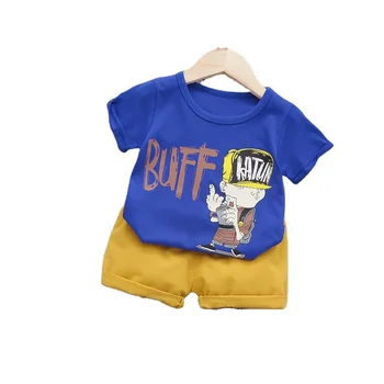 Yeni Yaz Moda Bebek Giysileri Çocuk Erkek Kız T Shirt Şort 2 adet / takım Çocuklar Bebek Giyim Toddler Karikatür Spor