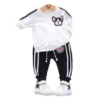 Yeni Çocuk Bahar Sonbahar Giyim Takım Elbise Bebek Erkek Kız Karikatür T Shirt Pantolon 2 adet / takım Yürümeye Başlayan Giysi Çocuklar Rahat Eşofman
