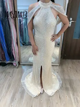 Zarif Halter Boyun Couture Elbise MYMB 2021 Yeni Varış Artı Boyutu gece elbisesi Bölünmüş MY21104