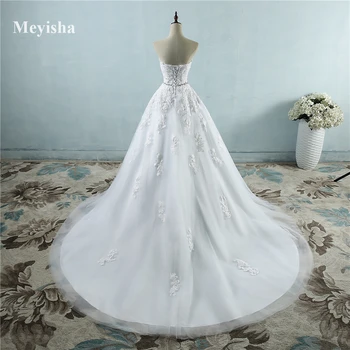ZJ9032 custom made Beyaz Fildişi Sevgiliye Kristal Bel Hattı Gelin Elbise Düğün Balo Prenses dantel maxi resmi elbiseler