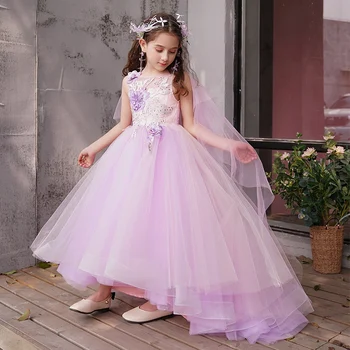 Çiçek Kız Elbise Zarif İlk Komünyon Abiye Jewel Boyun Dantel Aç Geri Saten Pageant Elbise Kızlar için