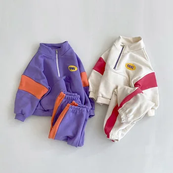 Çocuk giyim Setleri Bahar Sonbahar Bebek Kız Erkek Uzun Kollu Kazak Kazak + Pantolon 2 Adet Çocuk Spor Takım Elbise 1-5years Eski