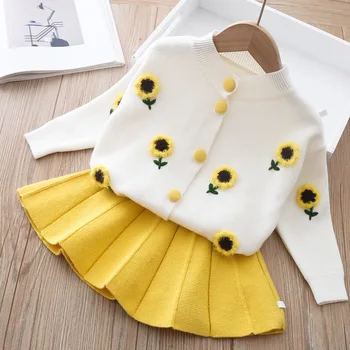 Çocuk Giysileri Sonbahar Kış Bebek Kız Giysileri Set Üzüm çilek kazak Takım Elbise çocuk kazağı elbise Yürümeye Başlayan Kızlar İçin Takım Elbise