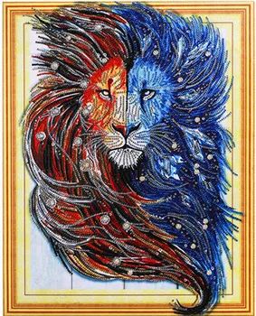Çok Güzel Aslan Elmas Boyama Hayvan Diy Elmas Nakış Özel Şekil Rhinestone Resim Elmas Mozaik Kiti 40X50 cm