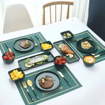 Özel batı tarzı yemek tabağı Tam Ev Yemek biftek bıçağı ve Çatal plaka seti Kombinasyonu Yaratıcı Düzenleme