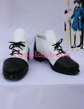Özel Yapılmış Siyah Ve Beyaz Ciel Cosplay ayakkabı Çizme Siyah Butler Kuroshitsuji Cosplay Noel Cadılar Bayramı İçin CosplayLove