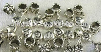 ÜCRETSİZ KARGO 52 ADET Tibet gümüş alfabe Boncuk W/Kefalet danglers M7289