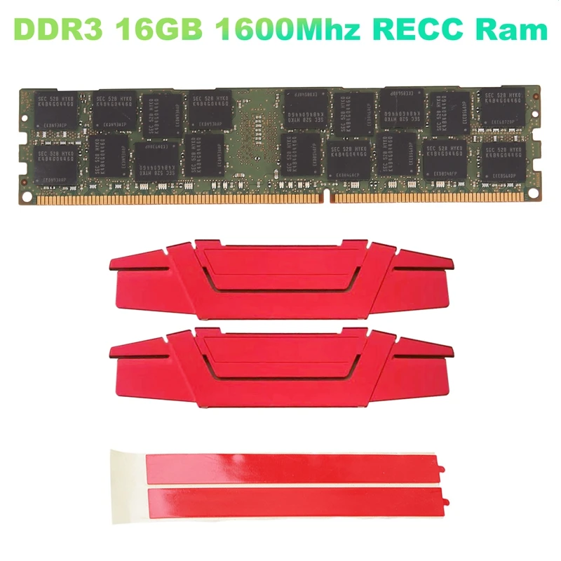 16 GB DDR3 1600 MHz RECC Ram + soğutma yeleği PC3-12800 Bellek 240Pin 2RX4 1.35 V REG ECC ram bellek İçin X79 X58 Anakart Görüntü 0