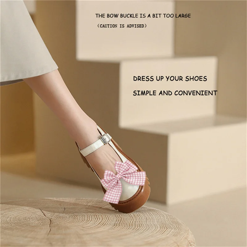 2 Adet Ayrılabilir Ekose Yay ayakkabı tokaları Zarif Ayakkabı Süsleme Dekoratif ayakkabı tokaları DIY Pompaları Aksesuarları Kadınlar Kızlar için Görüntü 3