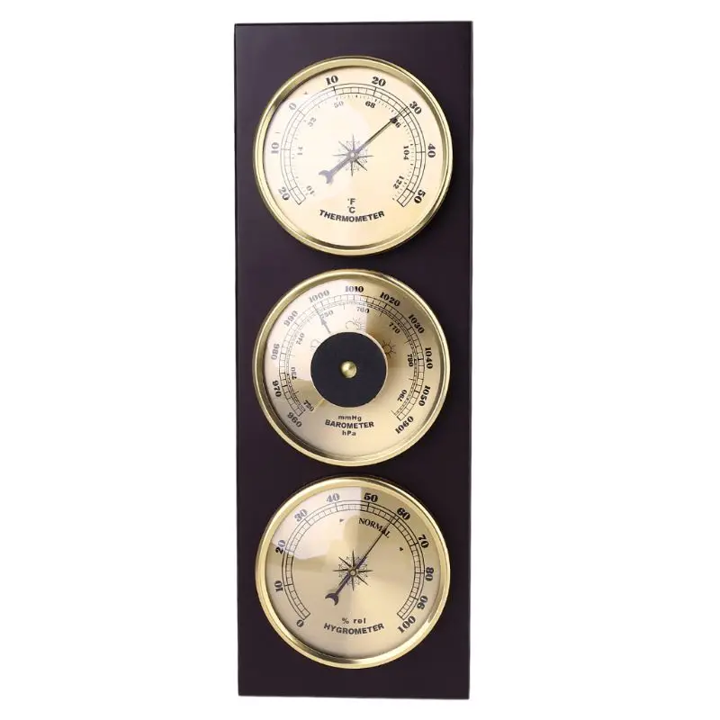 3 Adet / takım Termometre Barometre Higrometre Hava İstasyonu ile Ahşap Çerçeve Taban Süsler 31cm x 11cm Görüntü 4