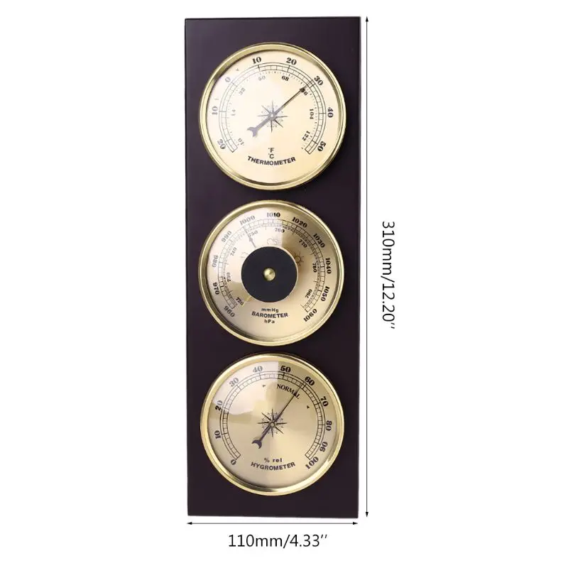 3 Adet / takım Termometre Barometre Higrometre Hava İstasyonu ile Ahşap Çerçeve Taban Süsler 31cm x 11cm Görüntü 5
