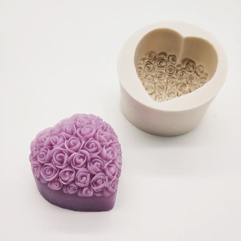 4 Adet Silikon Kalıp Kek Gül Çiçek Şekli 3D Kalıp Düğün Tatlı Mousse Şeker Bakeware Araçları Görüntü 3