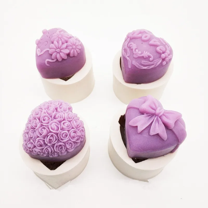 4 Adet Silikon Kalıp Kek Gül Çiçek Şekli 3D Kalıp Düğün Tatlı Mousse Şeker Bakeware Araçları Görüntü 4