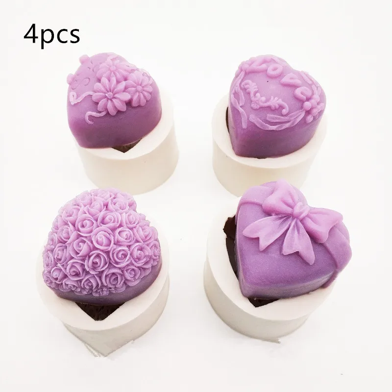 4 Adet Silikon Kalıp Kek Gül Çiçek Şekli 3D Kalıp Düğün Tatlı Mousse Şeker Bakeware Araçları Görüntü 5