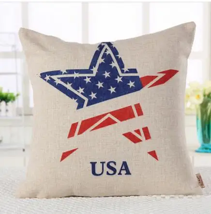 Amerika ulusal bayrak tarzı pamuk keten yastık örtüsü atmak yastık kılıfı bel yastık kılıfı arkalığı ev dekor Görüntü 0