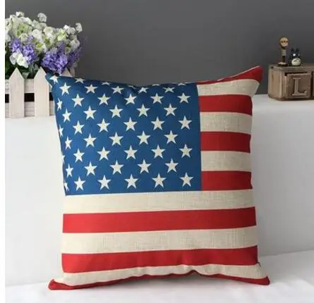 Amerika ulusal bayrak tarzı pamuk keten yastık örtüsü atmak yastık kılıfı bel yastık kılıfı arkalığı ev dekor Görüntü 1