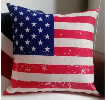 Amerika ulusal bayrak tarzı pamuk keten yastık örtüsü atmak yastık kılıfı bel yastık kılıfı arkalığı ev dekor Görüntü 2