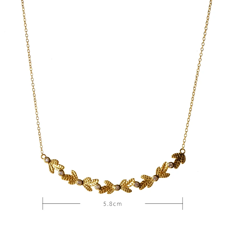 Amorita butik silver925 altın rengi zeytin dalı Kolyeler Görüntü 3