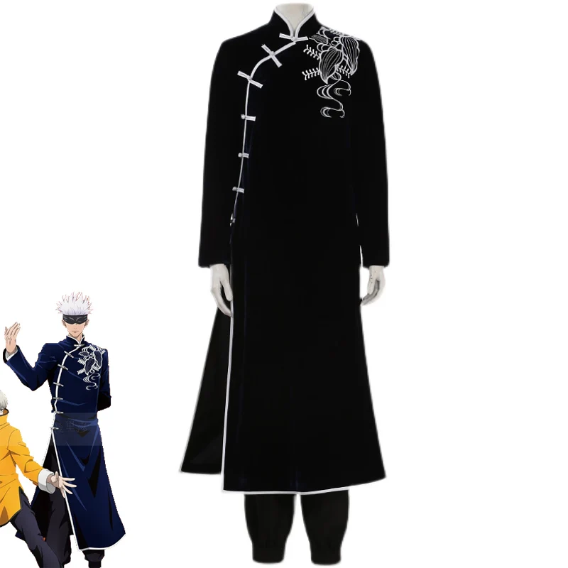 Anime Jujutsu Kaisen Gojo Satoru Cosplay Kostüm Fantezi Kıyafetler Ceket + Üst + Pantolon Cadılar Bayramı Karnaval Üniforma Custom Made Görüntü 0