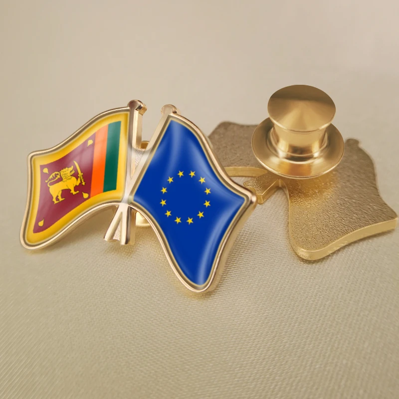 Avrupa Birliği ve Sri Lanka Çapraz Çift Dostluk Bayrakları Broş Rozetleri Yaka İğneler Görüntü 4